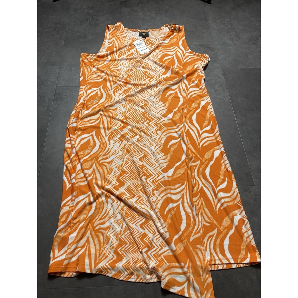 JM COLLECTION Womens Orange Tan Sleeveless Sheath Dress Petites PL‎ F-171